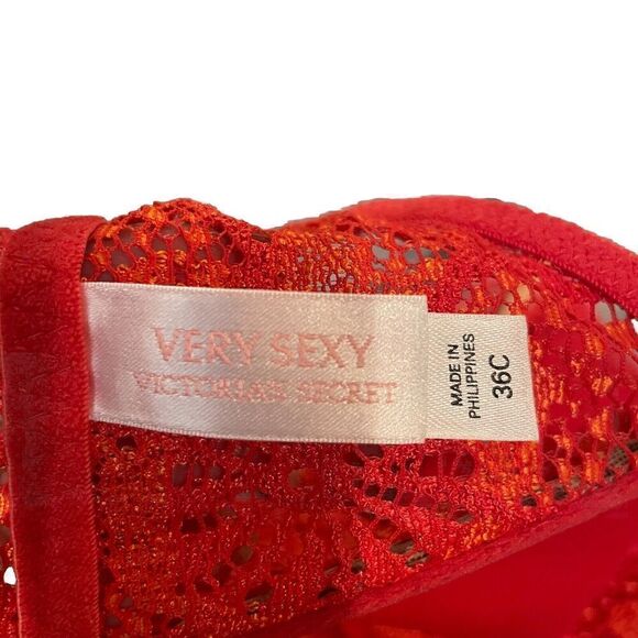 Victoria’s Secret Very Sexy Pink Label Bra 36C Unlined Underwire Orange Cheeta - Picture 4 of 7